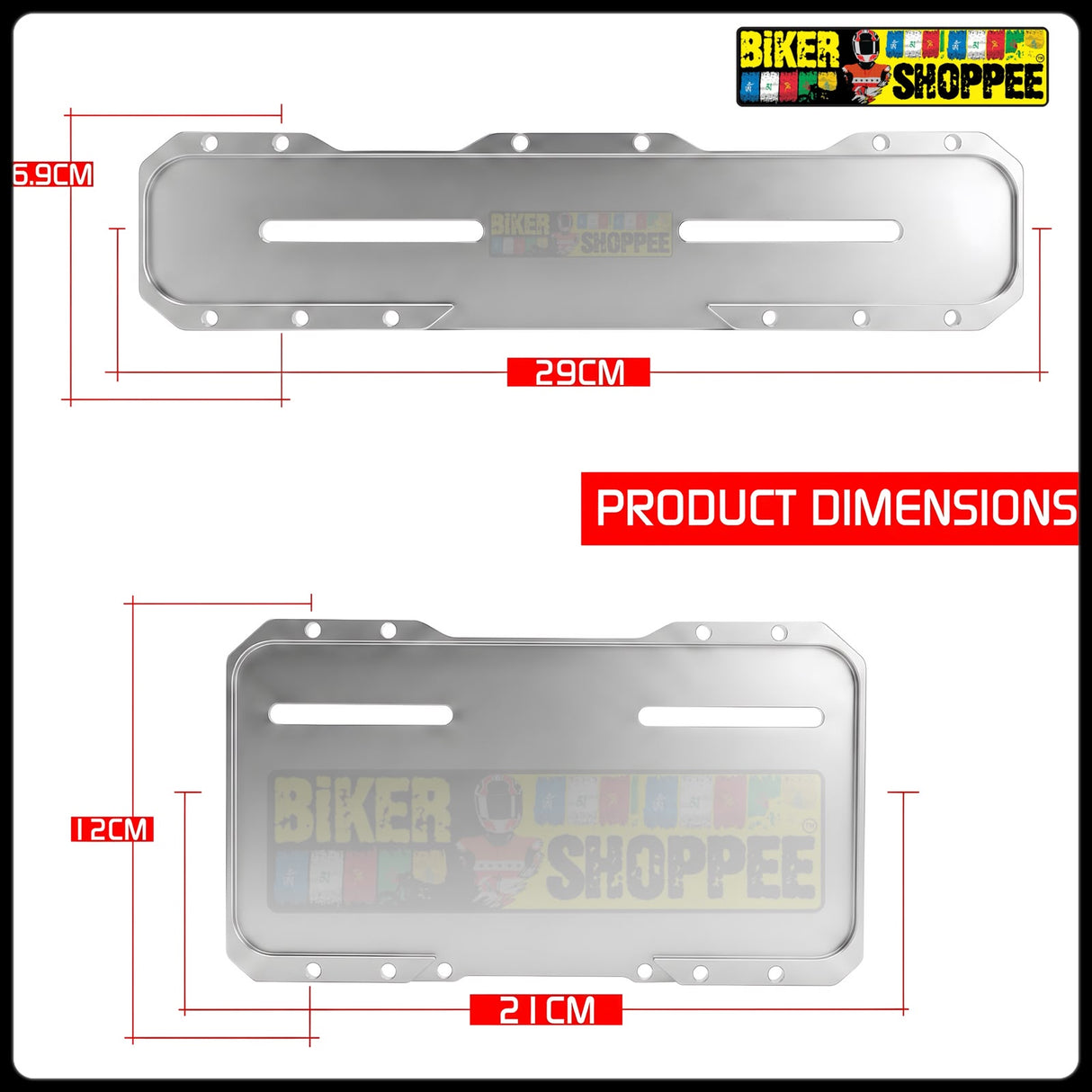 UNIVERSAL CNC MOTORCYCLE NUMBER PLATE FRAME SILVER FRONT AND REAR | BIKER SHOPPEE
