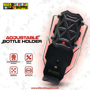 Universal adjustable motorcycle bottle holder black ABS plastic handlebar mount for sports bikes and naked bikes Biker Shoppee