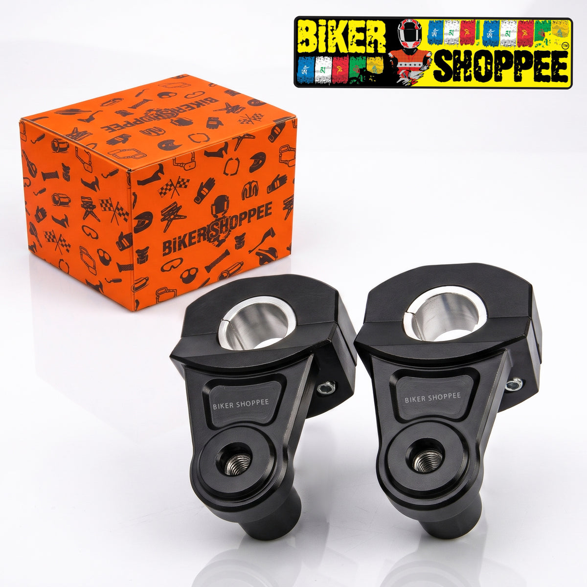 UNIVERSAL ADJUSTABLE MOTORCYCLE HANDLEBAR RISER | BIKER SHOPPEE