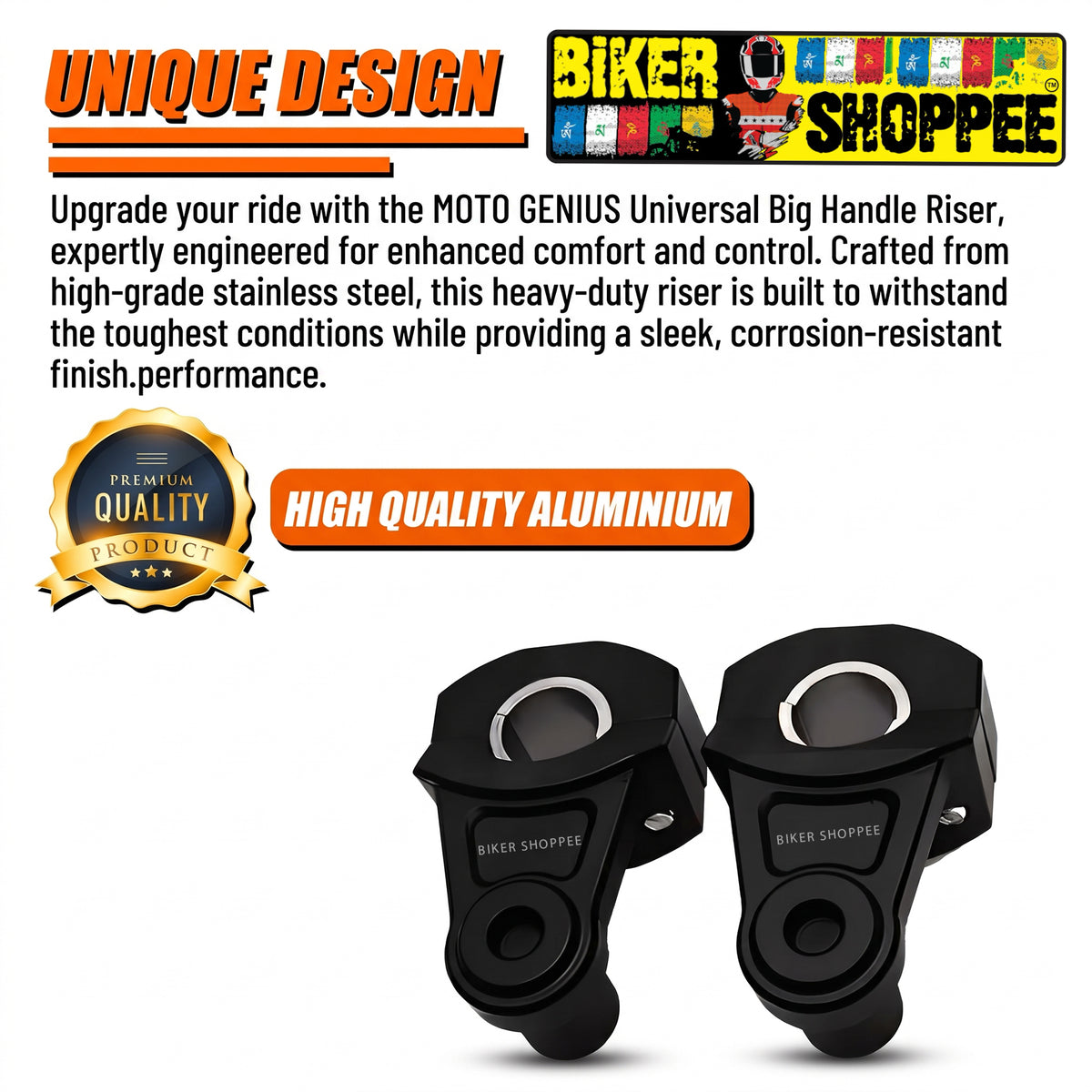 UNIVERSAL ADJUSTABLE MOTORCYCLE HANDLEBAR RISER | BIKER SHOPPEE