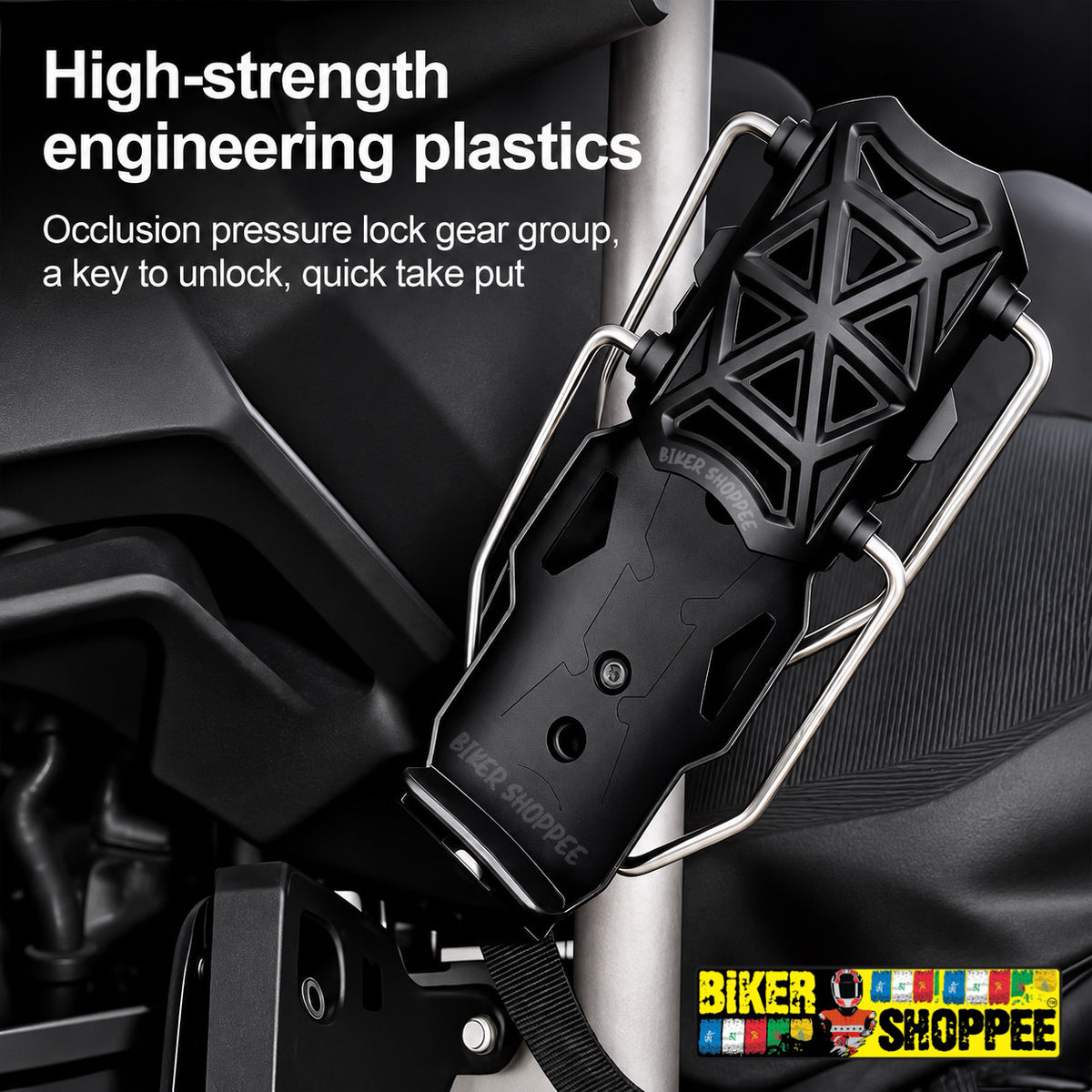 UNIVERSAL ADJUSTABLE MOTORCYCLE WATER BOTTLE HOLDER | BIKER SHOPPEE