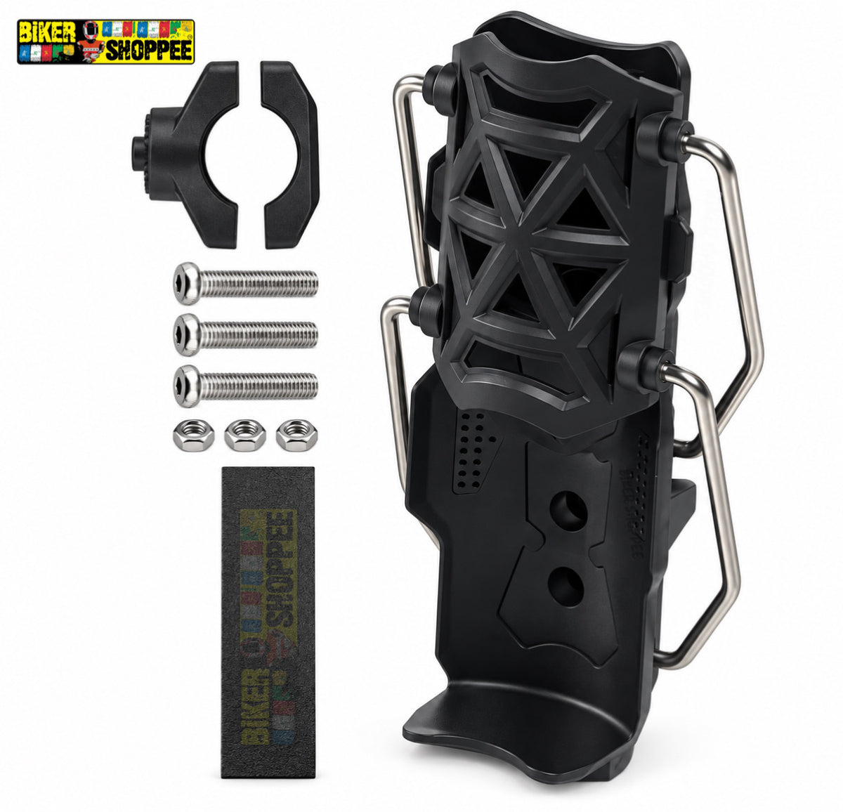 UNIVERSAL ADJUSTABLE MOTORCYCLE WATER BOTTLE HOLDER | BIKER SHOPPEE