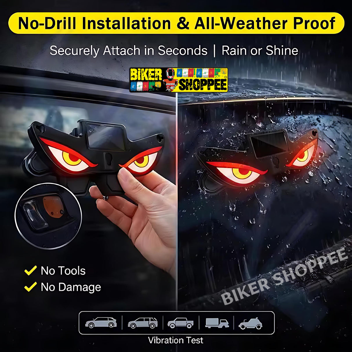 EVIL EYE SOLAR WARNING LIGHT FOR MOTORCYCLE | BIKER SHOPPEE
