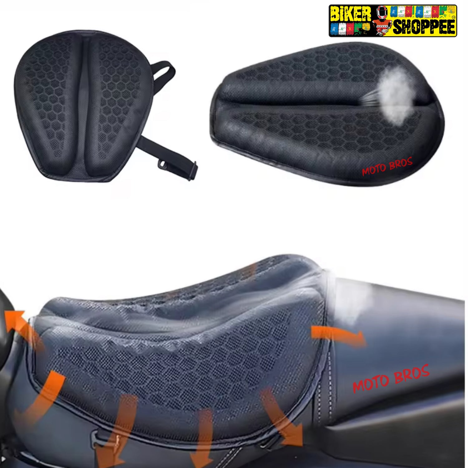 MOTORCYCLE UNIVERSAL SHOCK ABSORBING GEL SEAT CUSHION | BIKER SHOPPEE