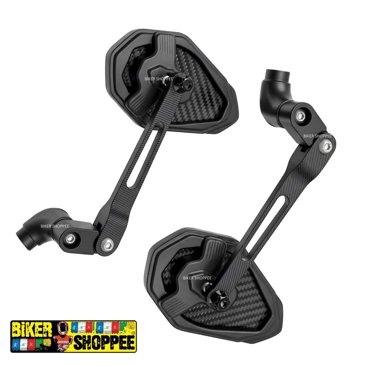 MOTORCYCLE CNC CARBON ANTI GLARE TOURING REAR VIEW MIRROR | BIKER SHOPPEE