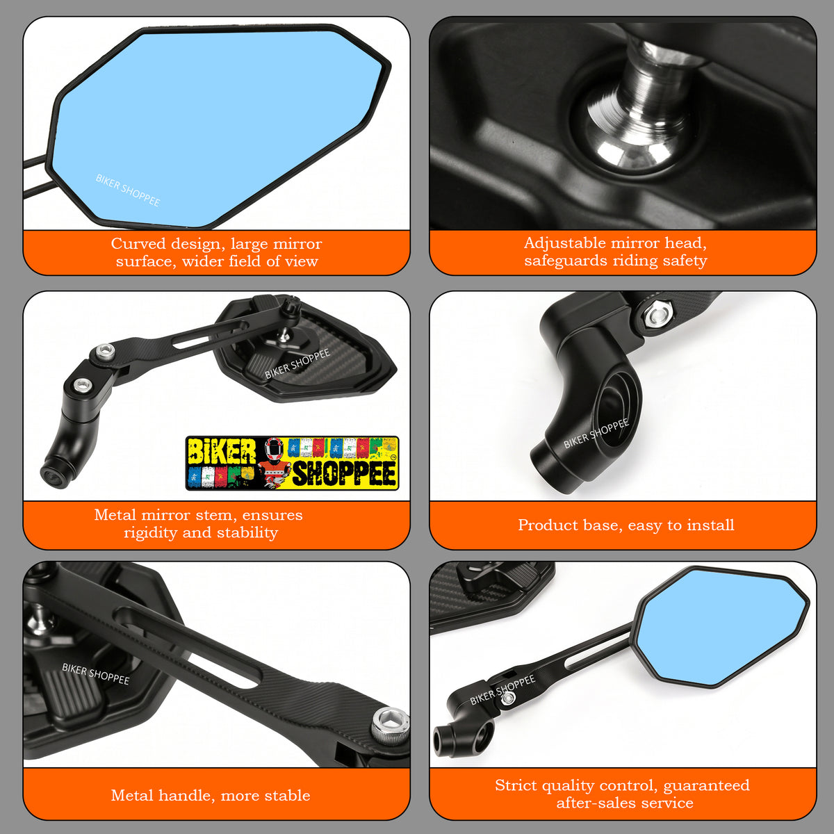MOTORCYCLE CNC CARBON ANTI GLARE TOURING REAR VIEW MIRROR | BIKER SHOPPEE