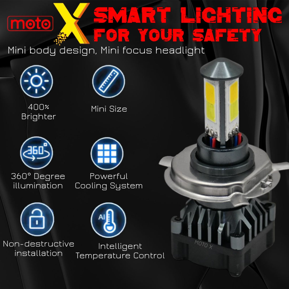 MOTO X - M3 50W LED HEADLIGHT BULB (WHITE/YELLOW)