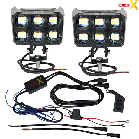 FOCUS SIX LENS LED FOG LIGHT WITH WIREHARNESS AND SWITCH MOTOX