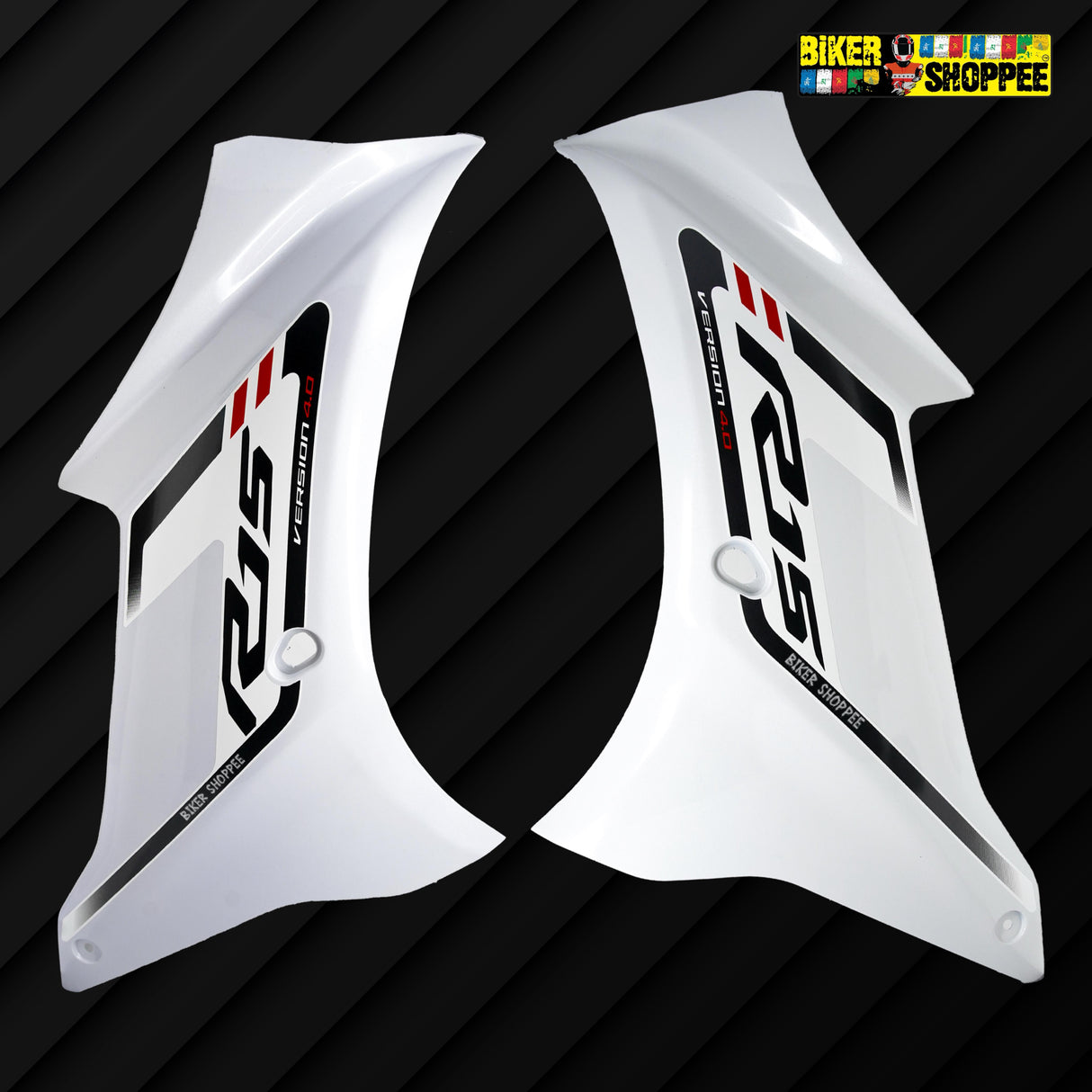 Yamaha R15 V4 full body kit white color complete fairing set with tank and side panels Biker Shoppee