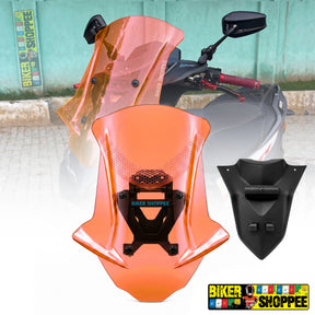 Yamaha Aerox 155 style universal touring visor windshield with honeycomb graphics and mounting bracket original Biker Shoppee