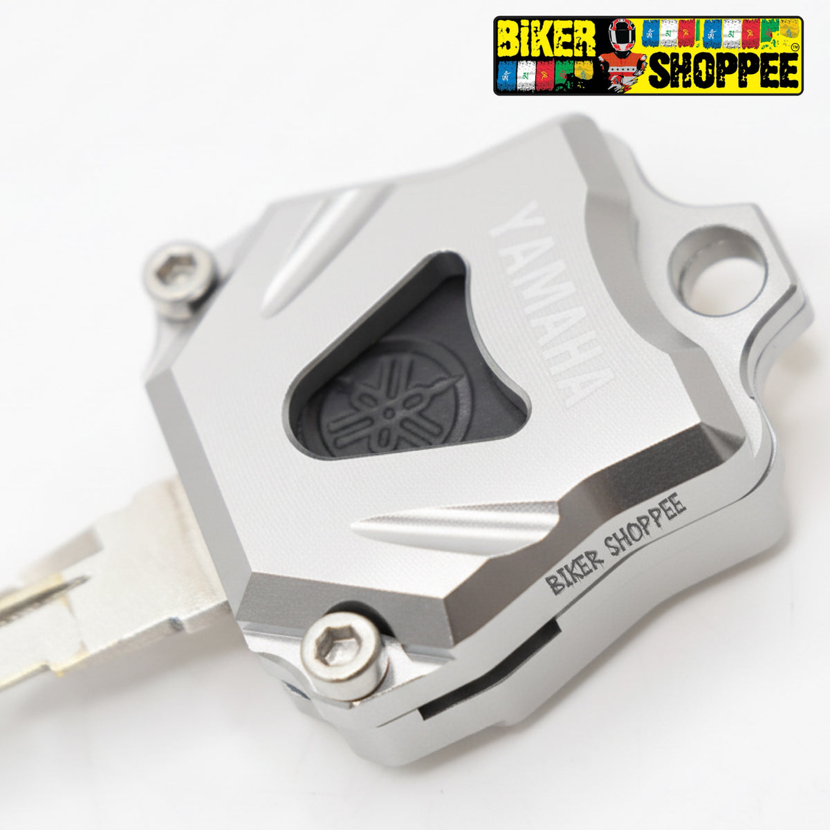 YAMAHA CNC KEY CASE COVER SILVER FOR R15 V3 R15 V4 MT15 FZ | BIKER SHOPPEE