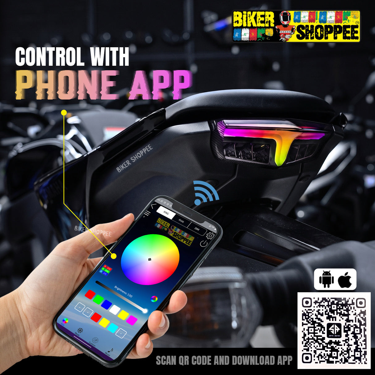 YAMAHA MT15 RGB INTEGRATED LED TAIL LIGHT WITH APP CONTROL | BIKER SHOPPEE