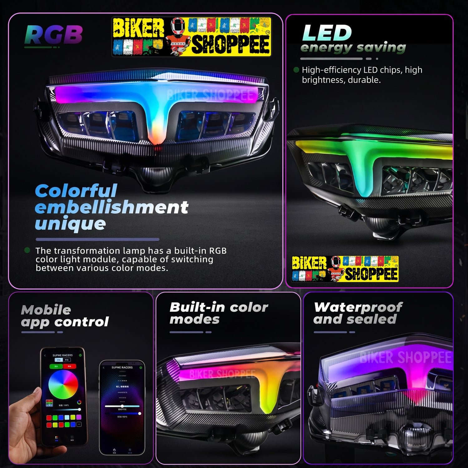 YAMAHA MT15 RGB INTEGRATED LED TAIL LIGHT WITH APP CONTROL | BIKER SHOPPEE