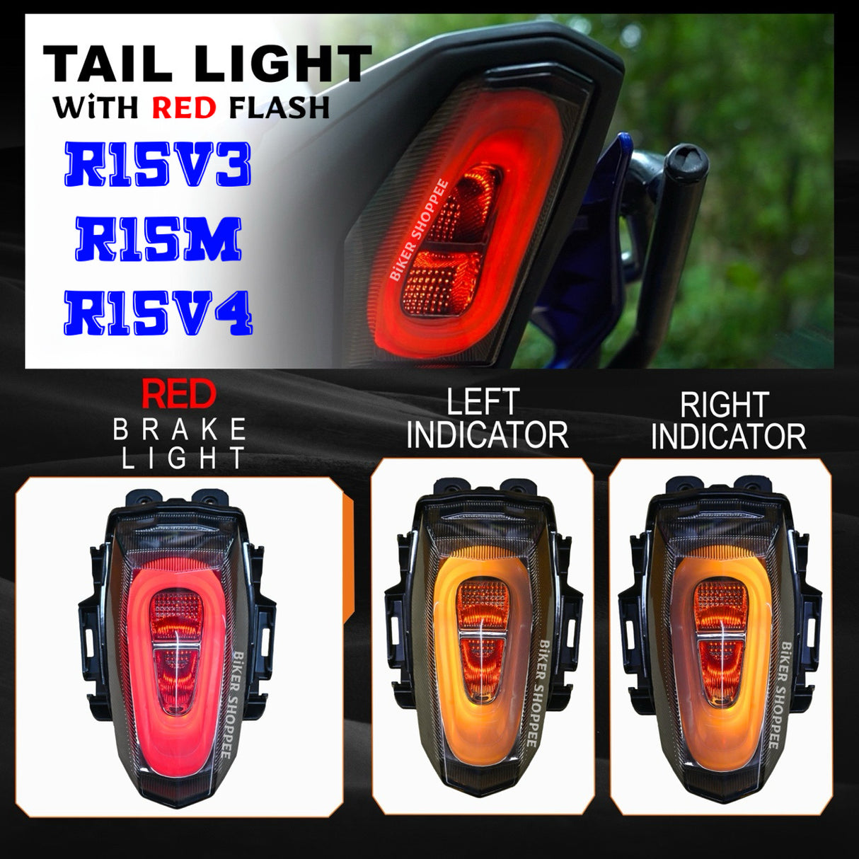 YAMAHA R15 V3 R1 INSPIRED RGB LED TAIL LIGHT WITH APP CONTROL | BIKER SHOPPEE