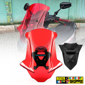 Yamaha Aerox 155 style touring visor windshield with honeycomb graphics and mounting bracket original Biker Shoppee