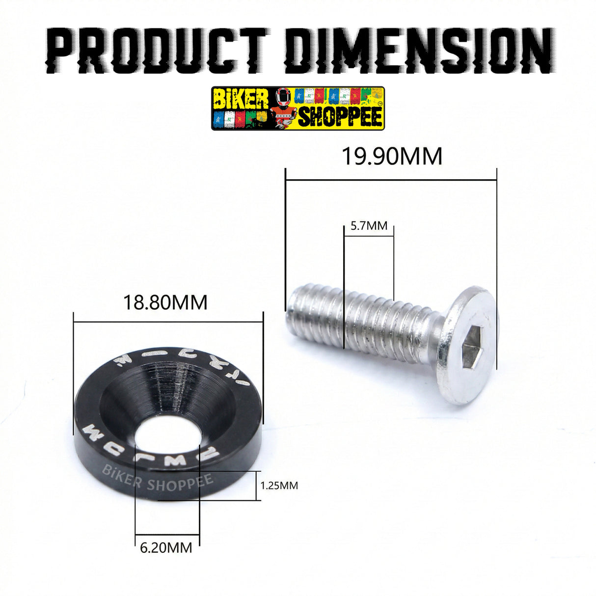 BLACK CNC aluminum colorful bolt and washer kit for motorcycle fairings and number plates original Biker Shoppee