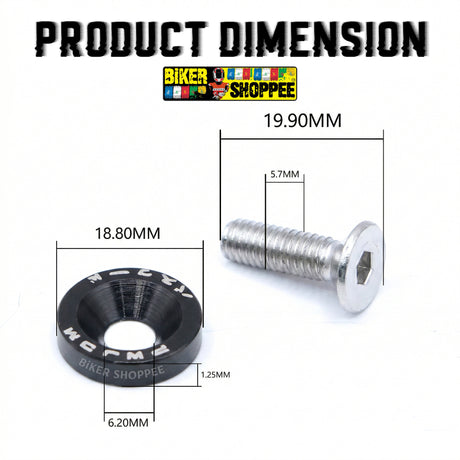 BLACK CNC aluminum colorful bolt and washer kit for motorcycle fairings and number plates original Biker Shoppee