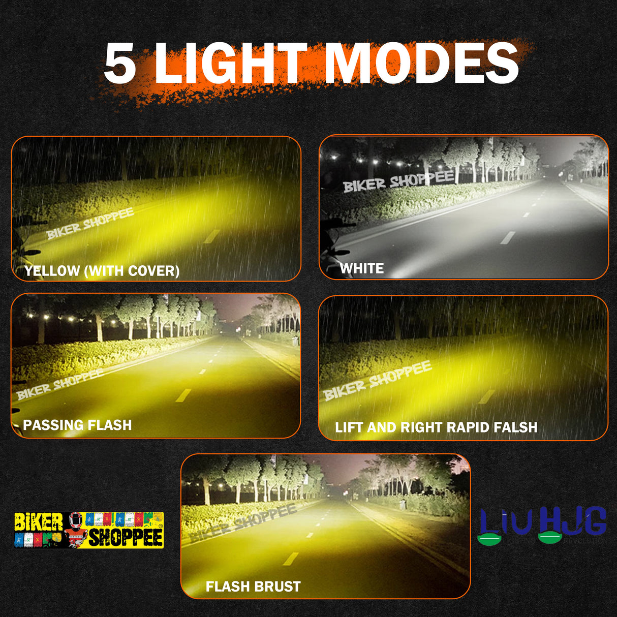 LIU HJG 9 NIGHTLITE LED FOG LIGHT 60W WITH YELLOW COVERS | BIKER SHOPPEE
