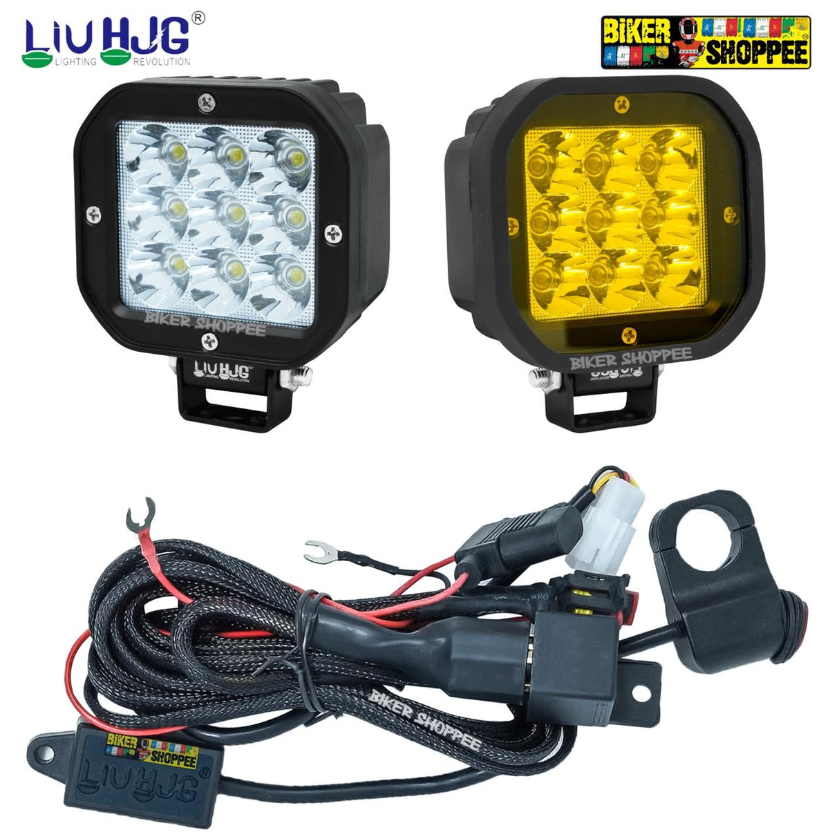 LIU HJG 9 NIGHTLITE LED FOG LIGHT 60W WITH YELLOW COVERS | BIKER SHOPPEE