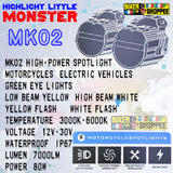 MOTO GENIUS MK02 80W LED SPOTLIGHT FOG LIGHT PAIR WITH WIRING HARNESS & LED SWITCH | BIKER SHOPPEE