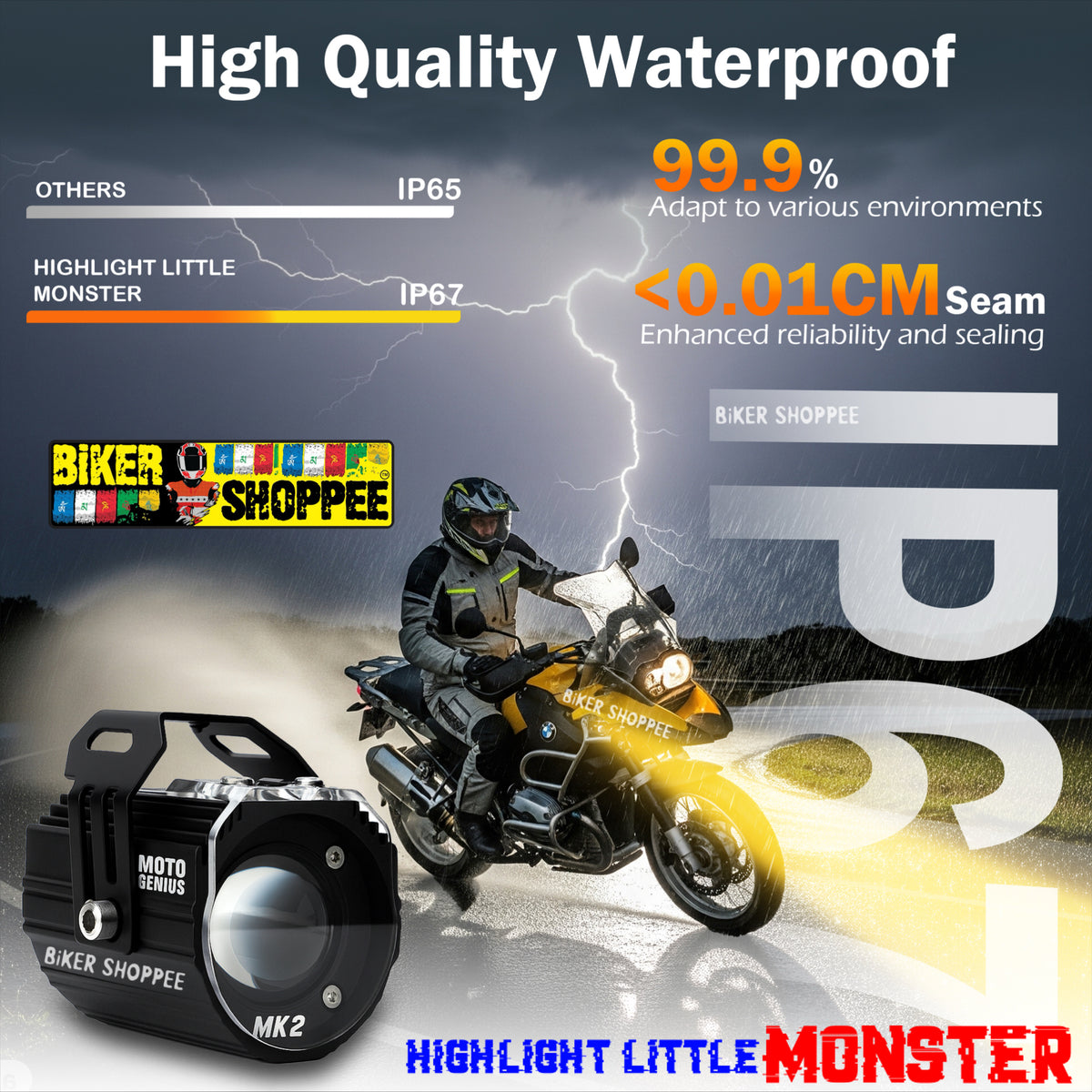 MOTO GENIUS MK02 80W LED SPOTLIGHT FOG LIGHT PAIR WITH WIRING HARNESS & LED SWITCH | BIKER SHOPPEE