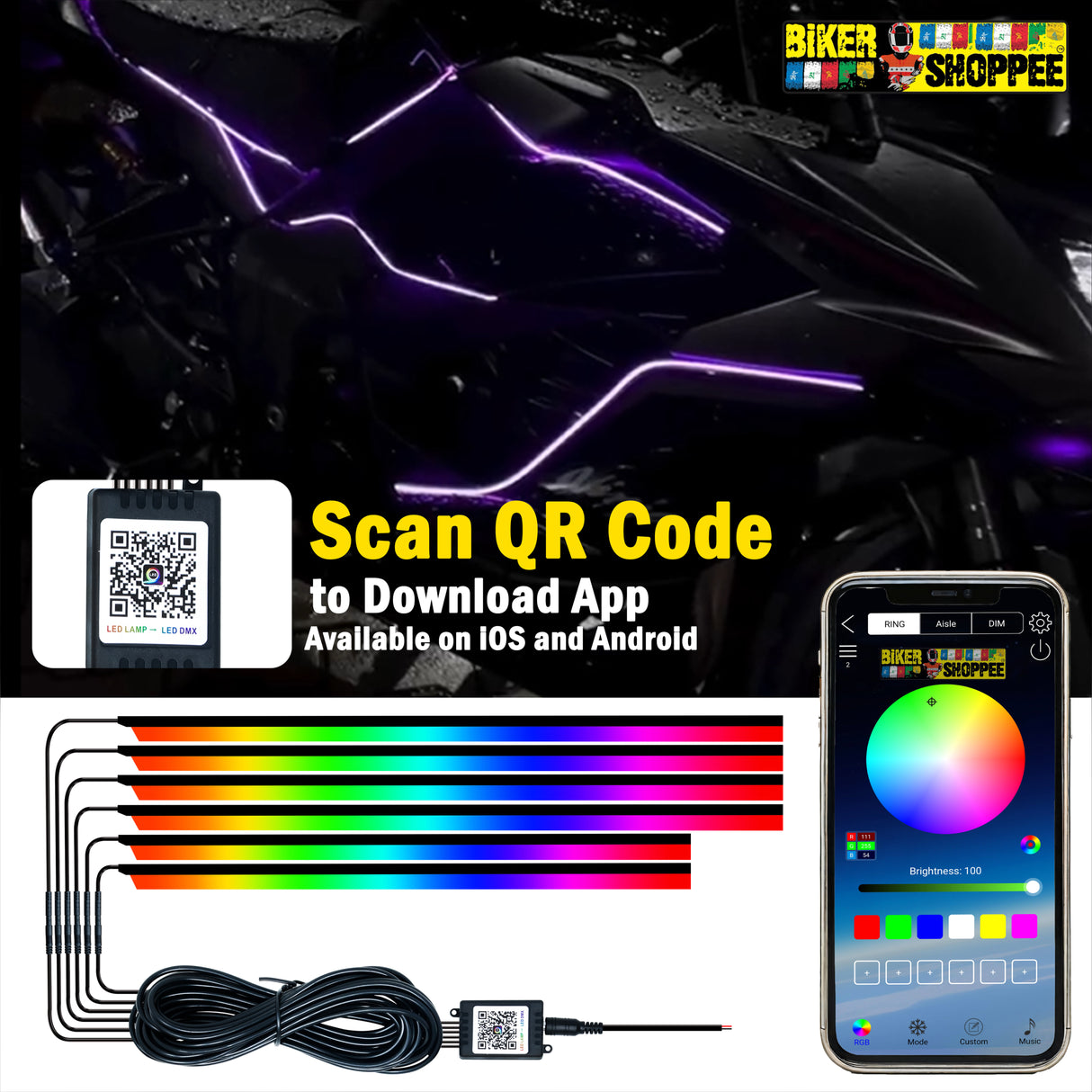 RGB SMART AMBIENT GLOW LIGHT FOR MOTORCYCLE | BIKER SHOPPEE