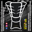 Universal carbon fiber motorcycle tank pad protector sticker with white border and Biker Shoppee logo