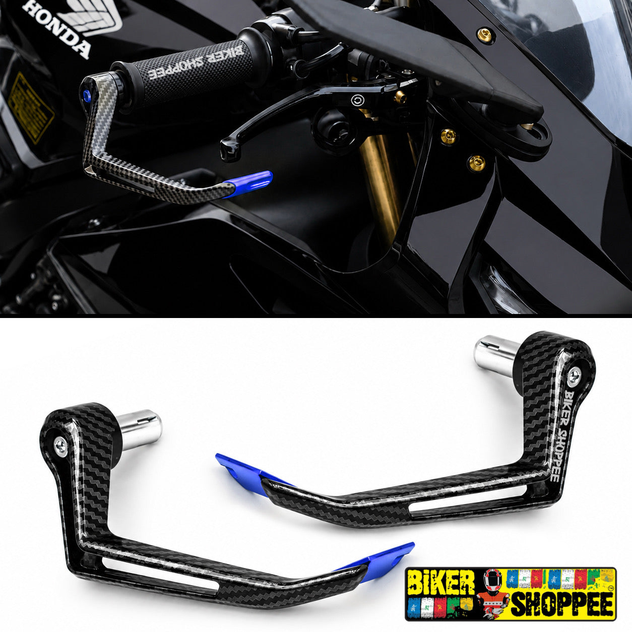 UNIVERSAL ELITE RACING CARBON LEVER GUARD BLUE | BIKER SHOPPEE