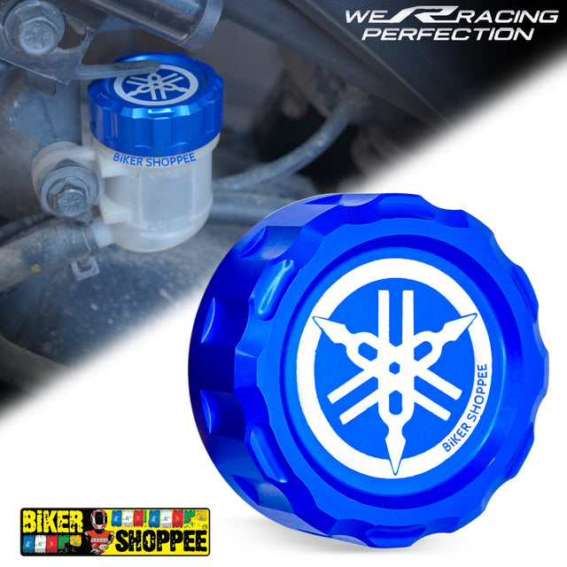 Premium blue CNC aluminum rear brake fluid oil reservoir cap Yamaha accessories spare parts for R15 V4 MT15 XSR155 original Biker Shoppee