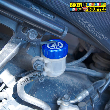 Premium blue CNC aluminum rear brake fluid oil reservoir cap Yamaha accessories spare parts for R15 V4 MT15 XSR155 original Biker Shoppee