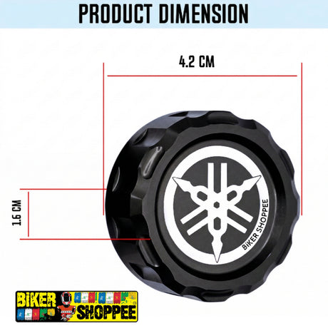Black product with white logo and dimensions labeled, featuring Biker Shoppee branding.