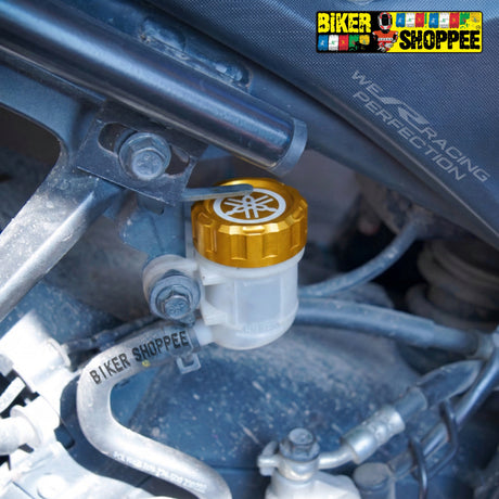 Premium gold CNC aluminum rear brake fluid oil reservoir cap Yamaha accessories spare parts for R15V3 R15V4 R15M MT15 XSR155 FZ original Biker Shoppee