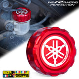 Premium red CNC aluminum rear brake fluid oil reservoir cap Yamaha accessories spare parts for R15V3 R15V4 R15M MT15 XSR155 FZ original Biker Shoppee